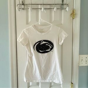 Women's White Rhinestone Penn State Tee